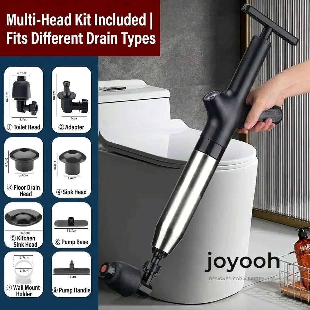 JOYOOH ALL-IN-ONE Professional High-Pressure Drain Blaster JT2– YOUR PARTY SAVER! Premium Alternative to Traditional Plungers – Powerful, Mess-Free Clog Remover for Kitchen & Bathroom