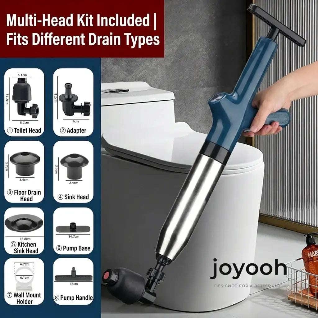 JOYOOH ALL-IN-ONE Professional High-Pressure Drain Blaster JT2– YOUR PARTY SAVER! Premium Alternative to Traditional Plungers – Powerful, Mess-Free Clog Remover for Kitchen & Bathroom