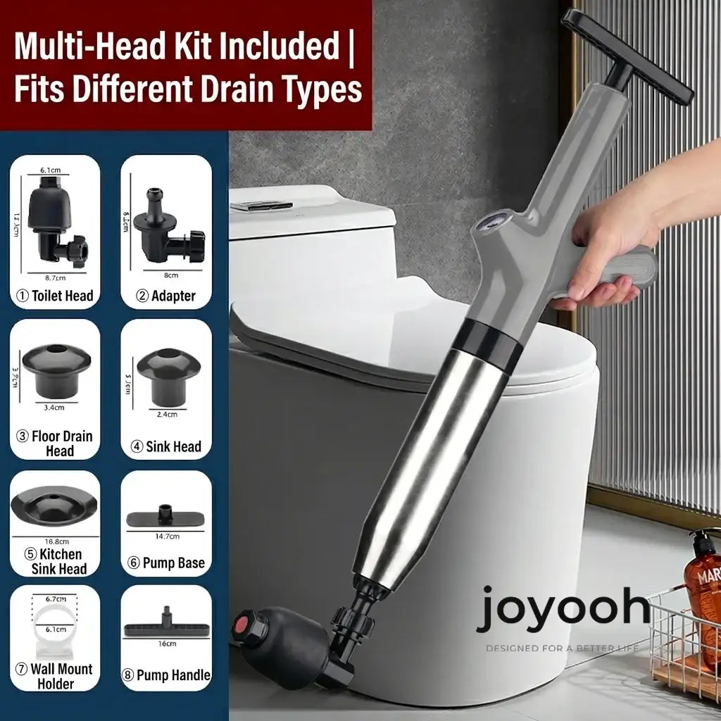 JOYOOH ALL-IN-ONE Professional High-Pressure Drain Blaster JT2– YOUR PARTY SAVER! Premium Alternative to Traditional Plungers – Powerful, Mess-Free Clog Remover for Kitchen & Bathroom