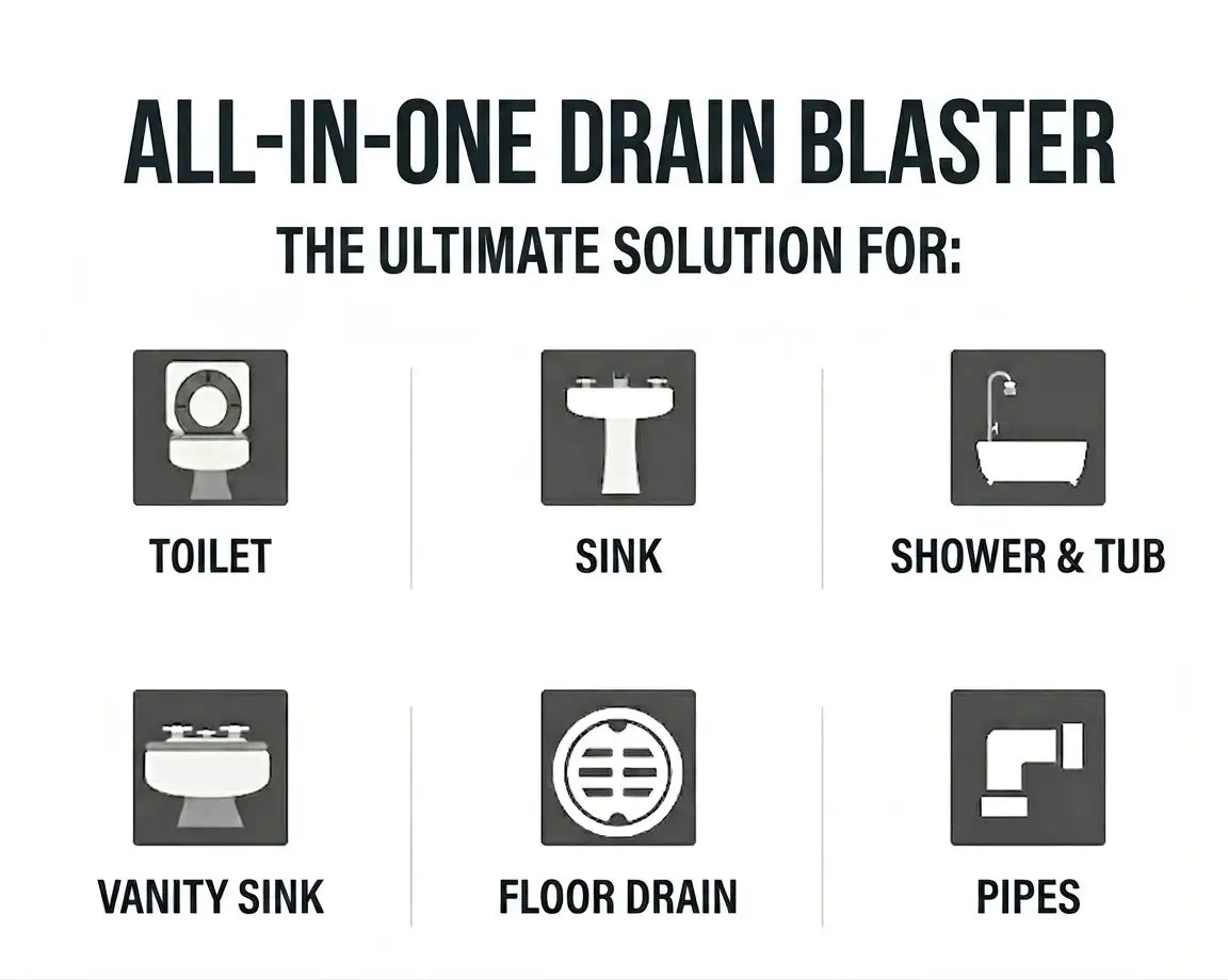 JOYOOH ALL-IN-ONE Professional High-Pressure Drain Blaster JT2– YOUR PARTY SAVER! Premium Alternative to Traditional Plungers – Powerful, Mess-Free Clog Remover for Kitchen & Bathroom