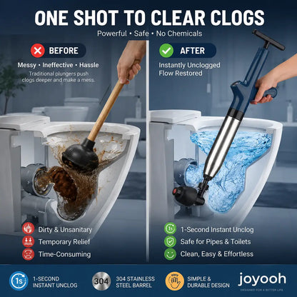 JOYOOH ALL-IN-ONE Professional High-Pressure Drain Blaster JT2– YOUR PARTY SAVER! Premium Alternative to Traditional Plungers – Powerful, Mess-Free Clog Remover for Kitchen & Bathroom