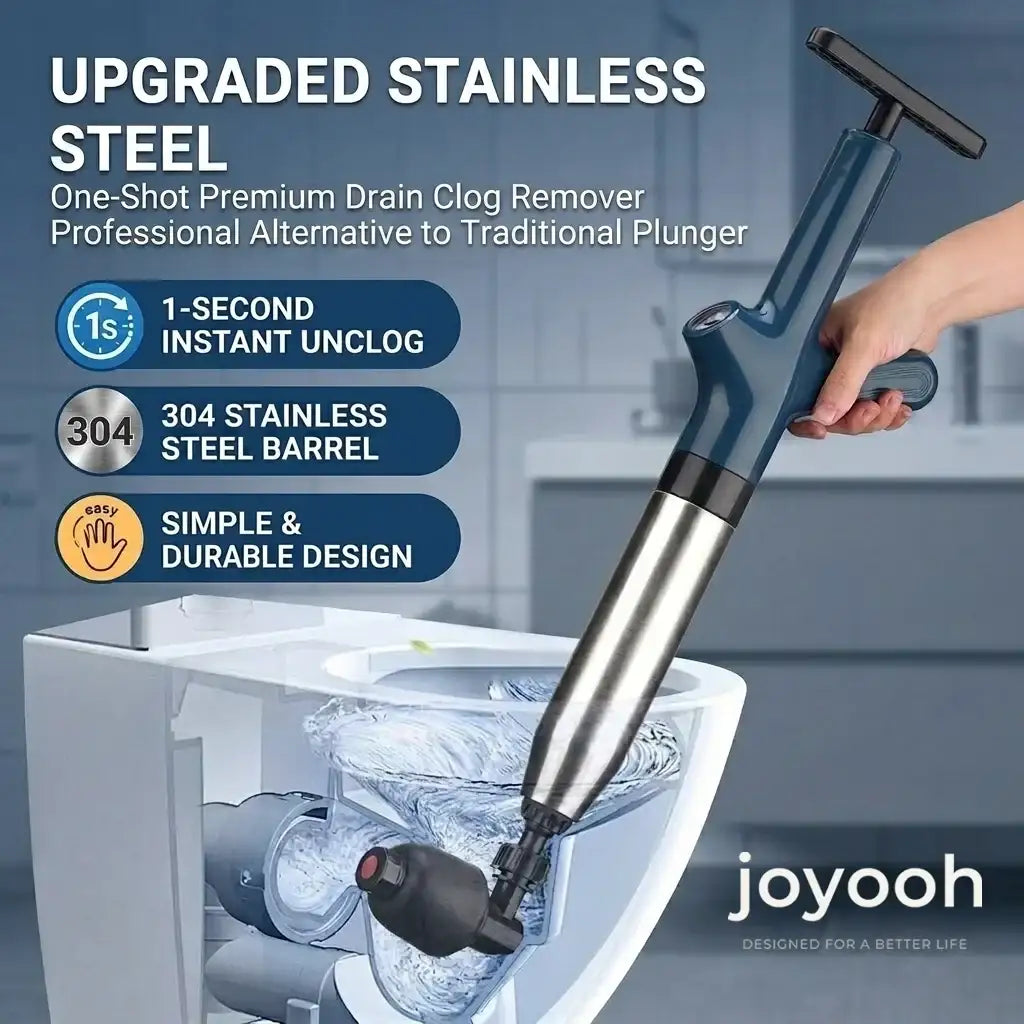 JOYOOH ALL-IN-ONE Professional High-Pressure Drain Blaster JT2– YOUR PARTY SAVER! Premium Alternative to Traditional Plungers – Powerful, Mess-Free Clog Remover for Kitchen & Bathroom