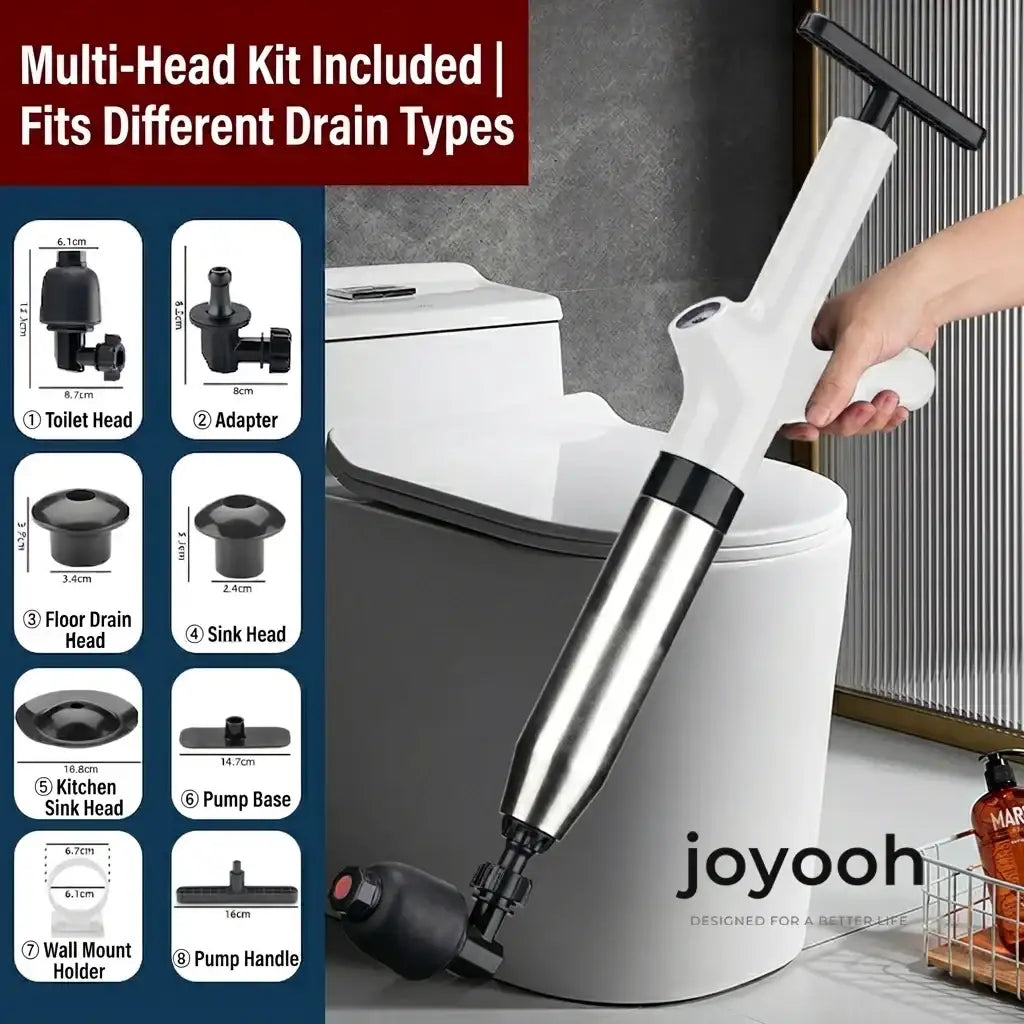 JOYOOH ALL-IN-ONE Professional High-Pressure Drain Blaster JT2– YOUR PARTY SAVER! Premium Alternative to Traditional Plungers – Powerful, Mess-Free Clog Remover for Kitchen & Bathroom